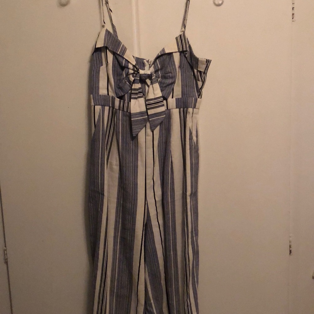 Grey and White Striped Forever21 Jumpsuit